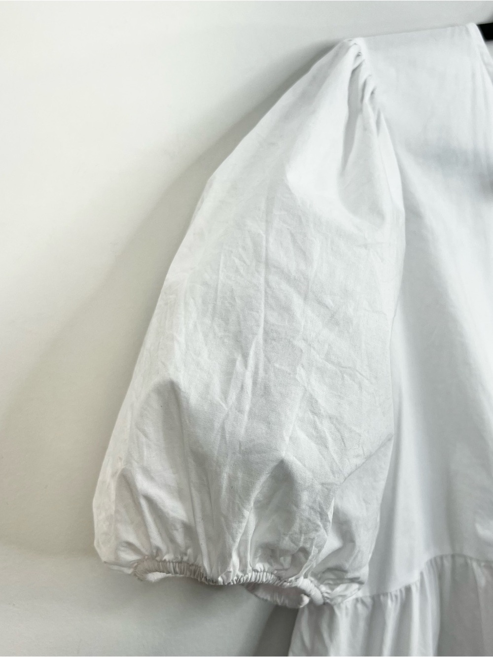 Quiet luxury white tie front puff sleeve boxy oversied peplum statement blouse M - Picture 11 of 14